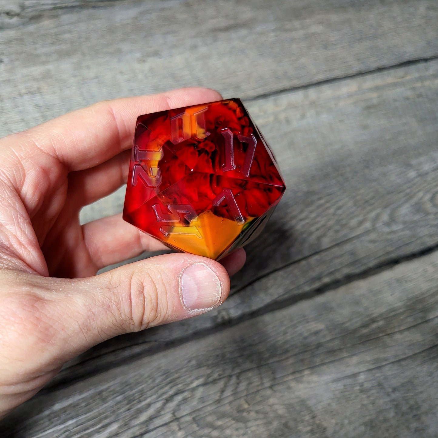 D20 Dice in 66mm jumbo size with skull inside for role playing games for Dungeons and Dragons