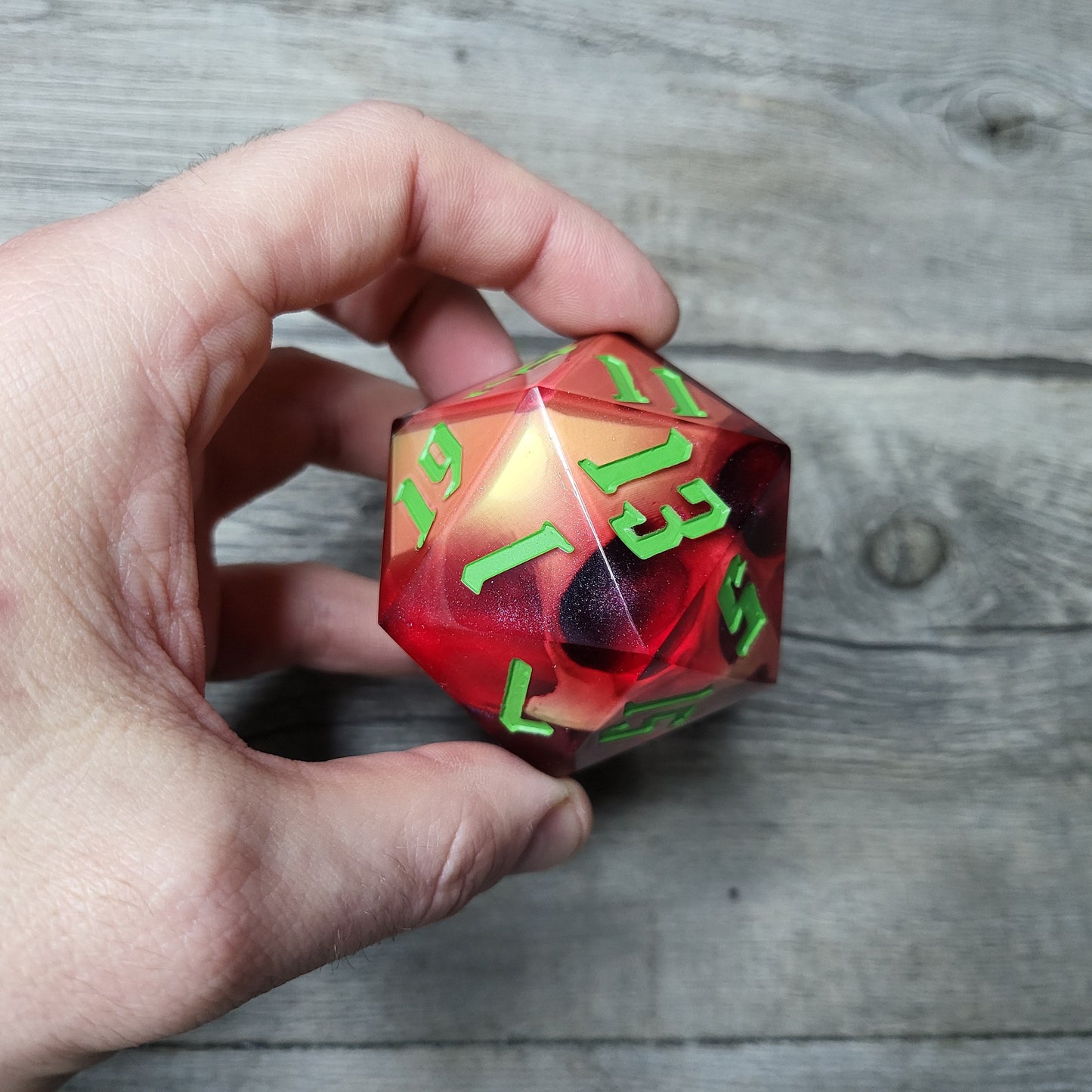 D20 Dice in 66mm jumbo size with skull inside for role playing games for Dungeons and Dragons