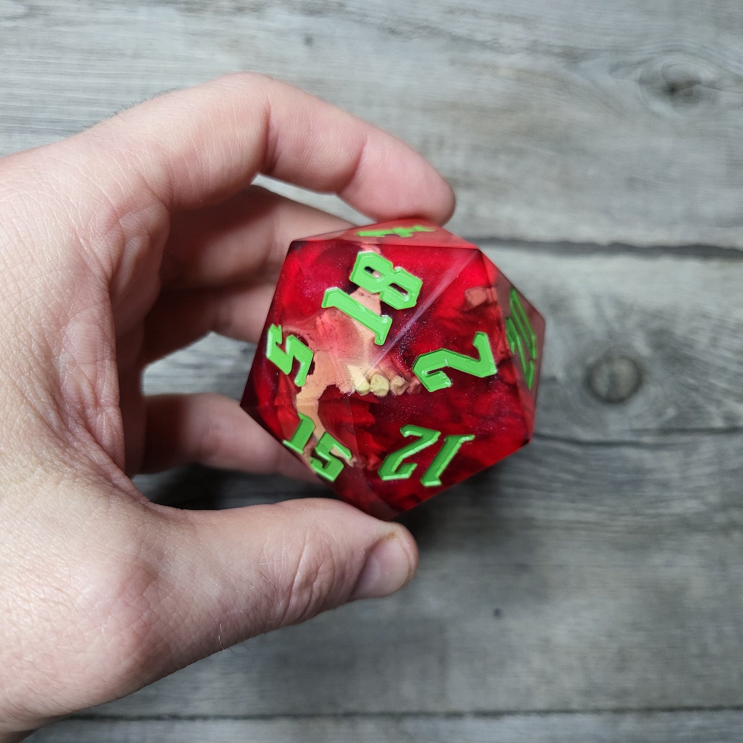 D20 Dice in 66mm jumbo size with skull inside for role playing games for Dungeons and Dragons