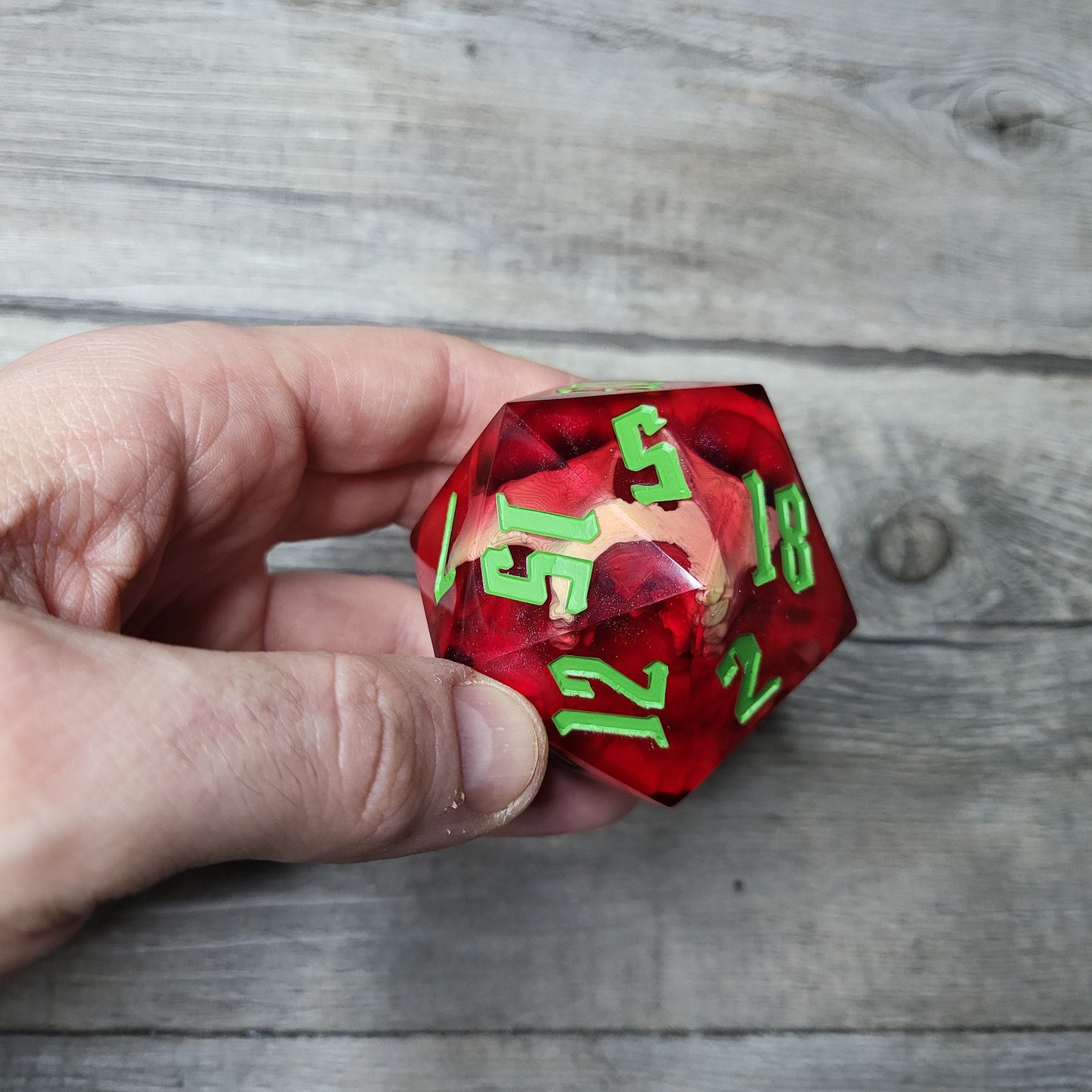 D20 Dice in 66mm jumbo size with skull inside for role playing games for Dungeons and Dragons
