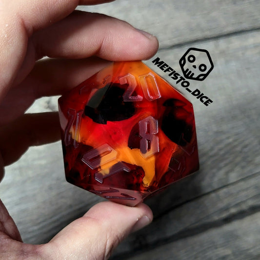 D20 Dice in 66mm jumbo size with skull inside for role playing games for Dungeons and Dragons
