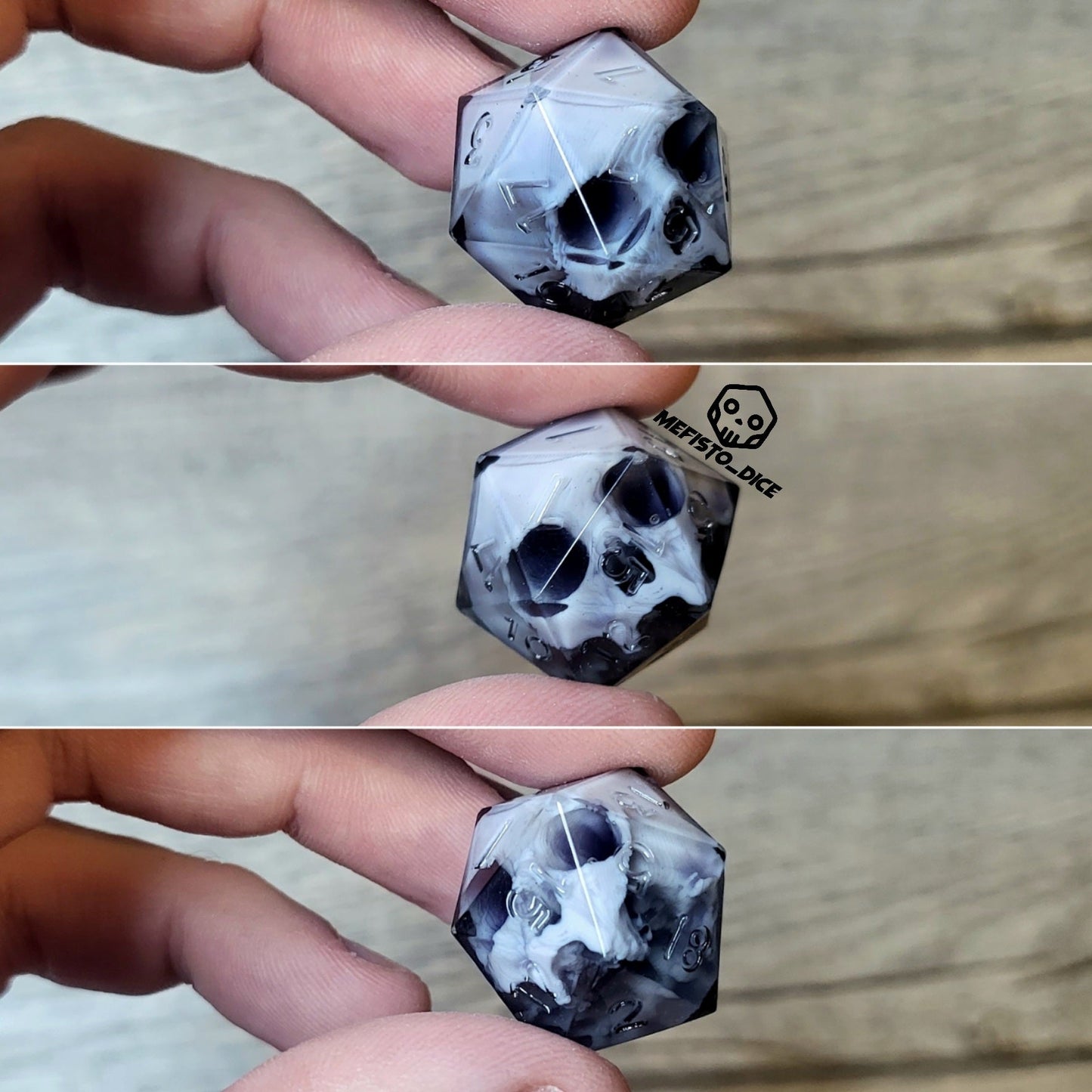 Dice D20 with skull inside for role playing for Dungeons and Dragons