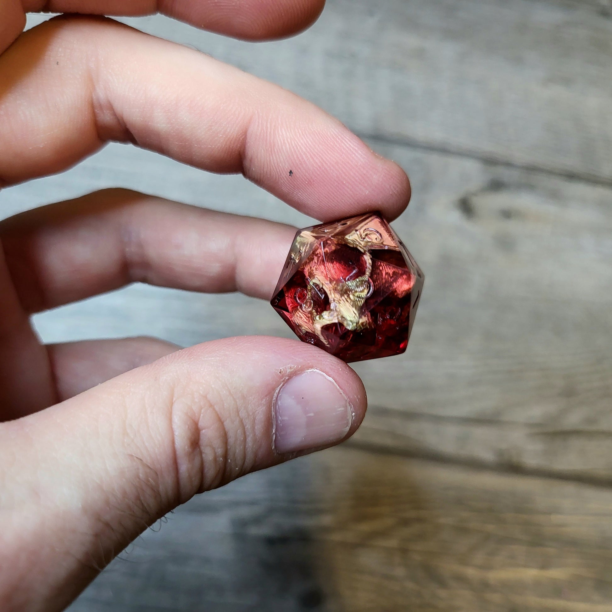 Dice D20 with skull inside for role playing for Dungeons and Dragons