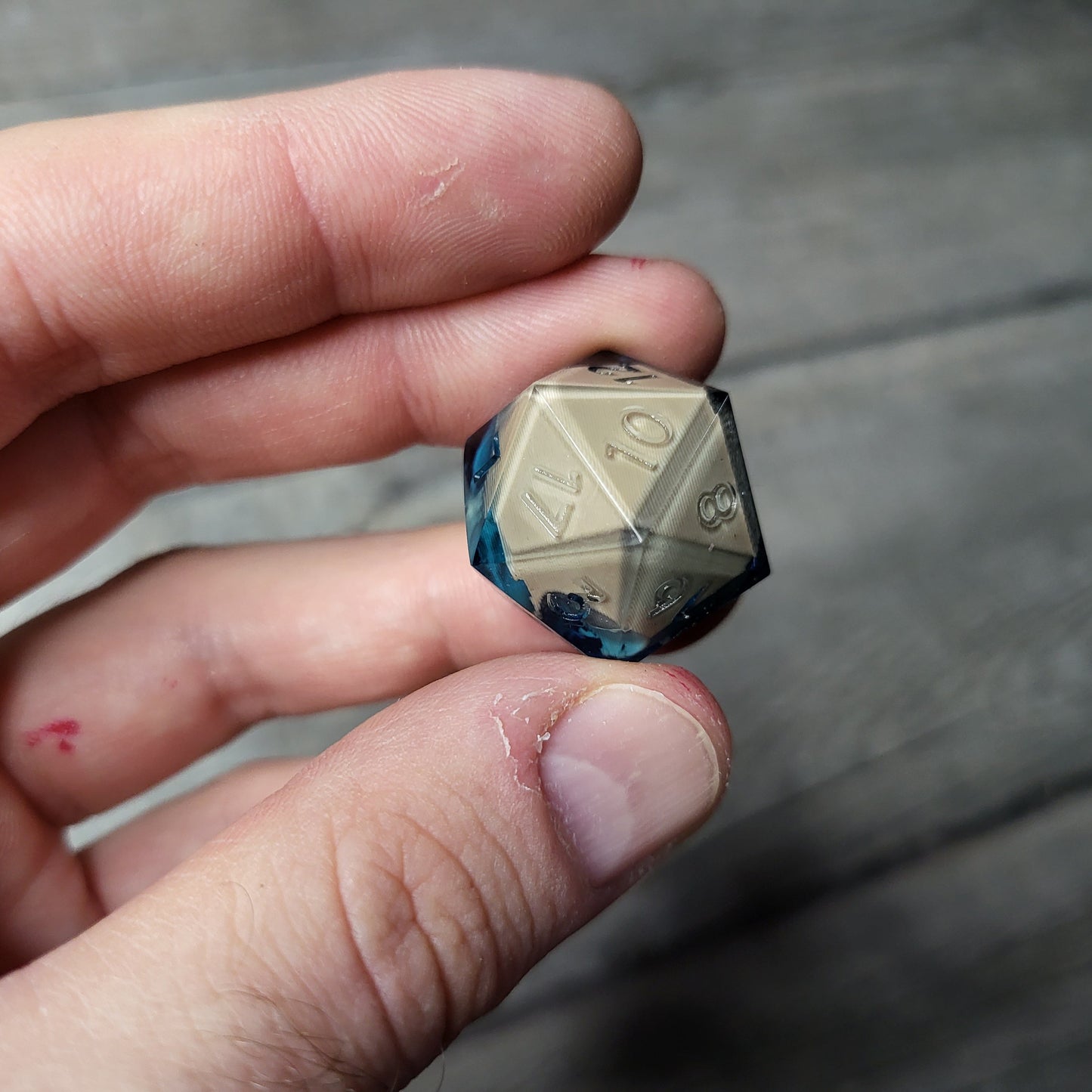 Dice D20 with skull inside for role playing for Dungeons and Dragons
