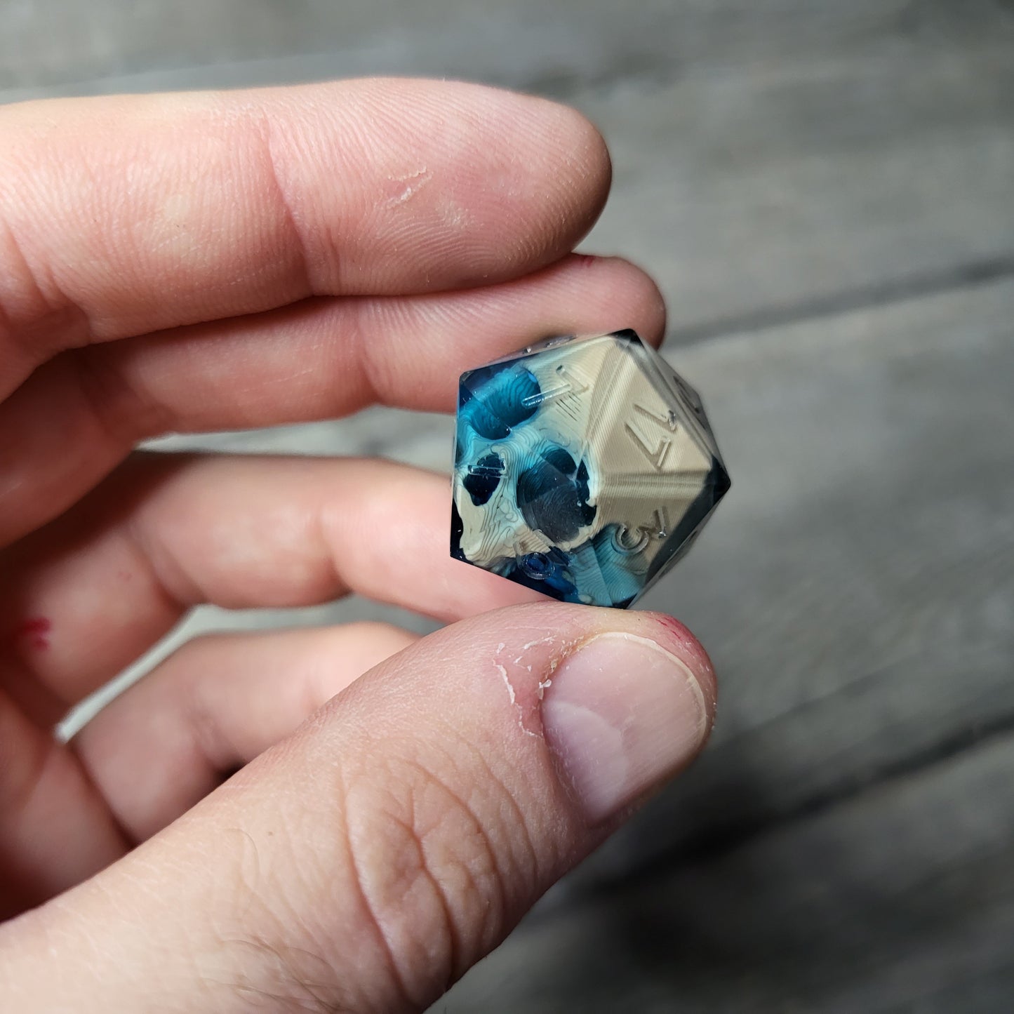 Dice D20 with skull inside for role playing for Dungeons and Dragons