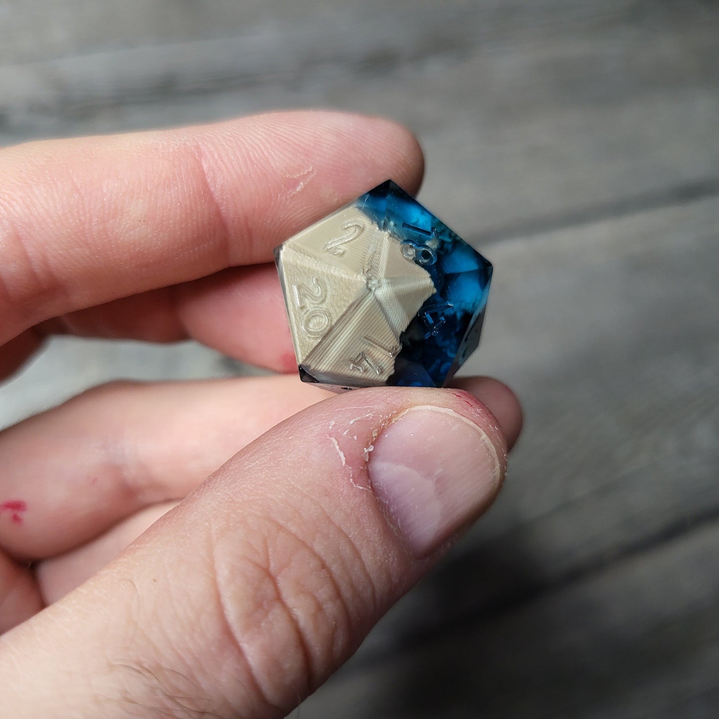 Dice D20 with skull inside for role playing for Dungeons and Dragons