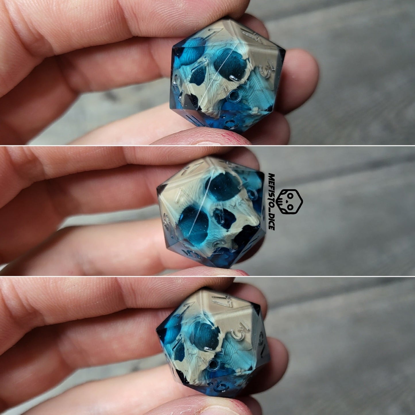 Dice D20 with skull inside for role playing for Dungeons and Dragons