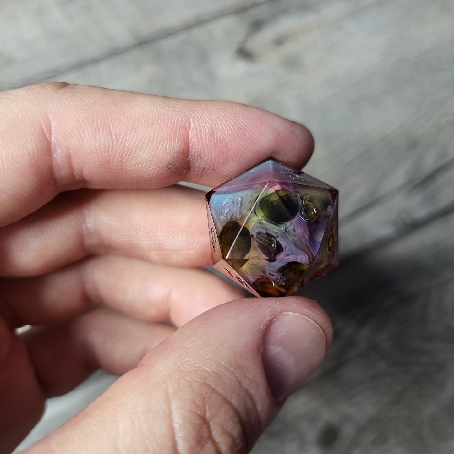 Dice D20 with skull inside for role playing for Dungeons and Dragons