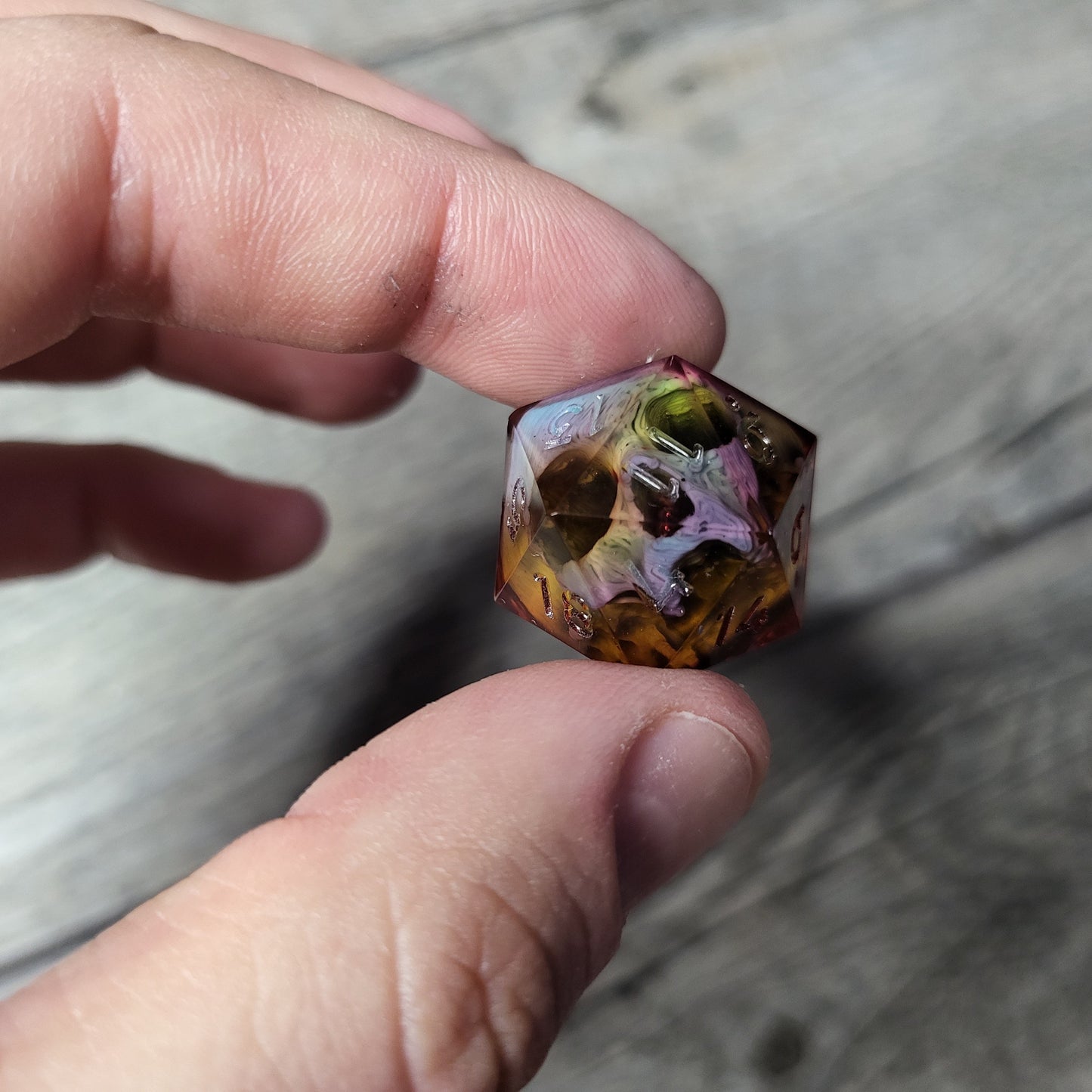 Dice D20 with skull inside for role playing for Dungeons and Dragons