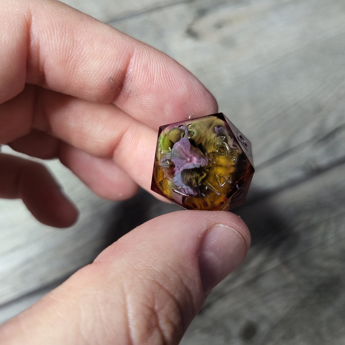 Dice D20 with skull inside for role playing for Dungeons and Dragons