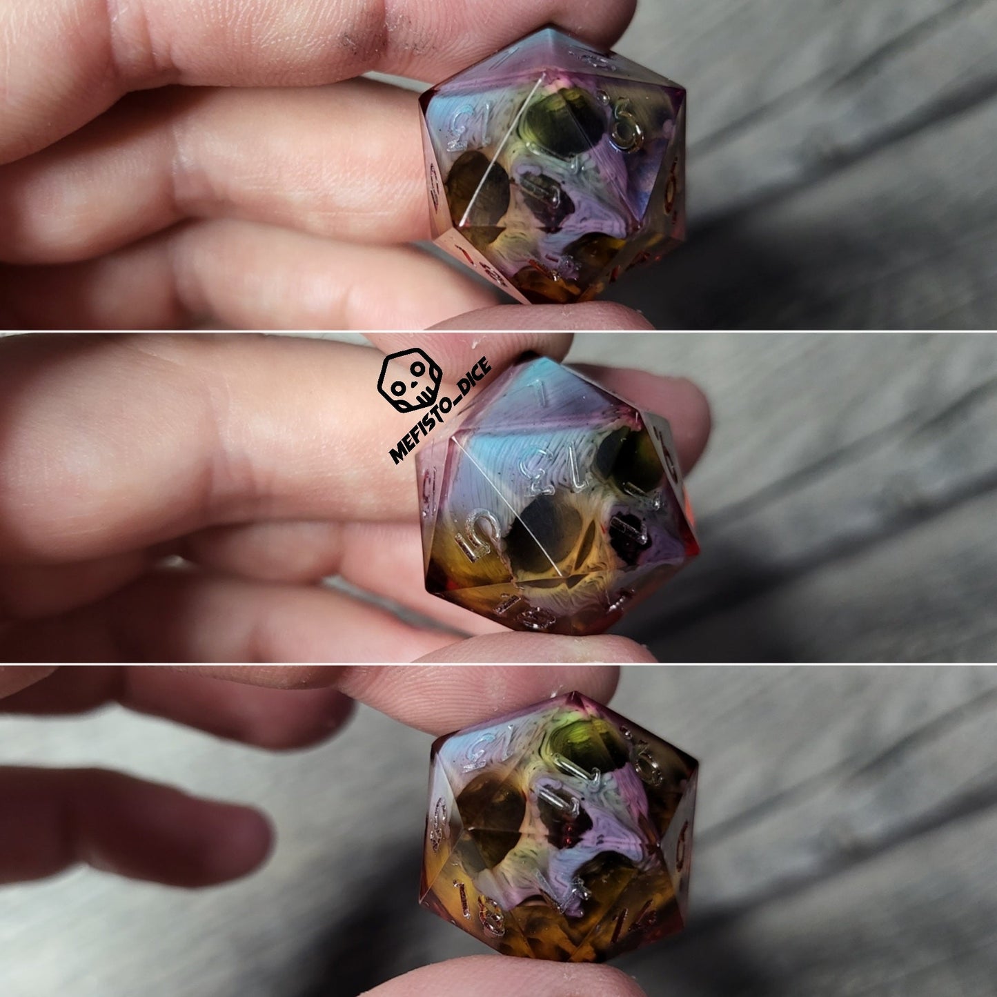 Dice D20 with skull inside for role playing for Dungeons and Dragons