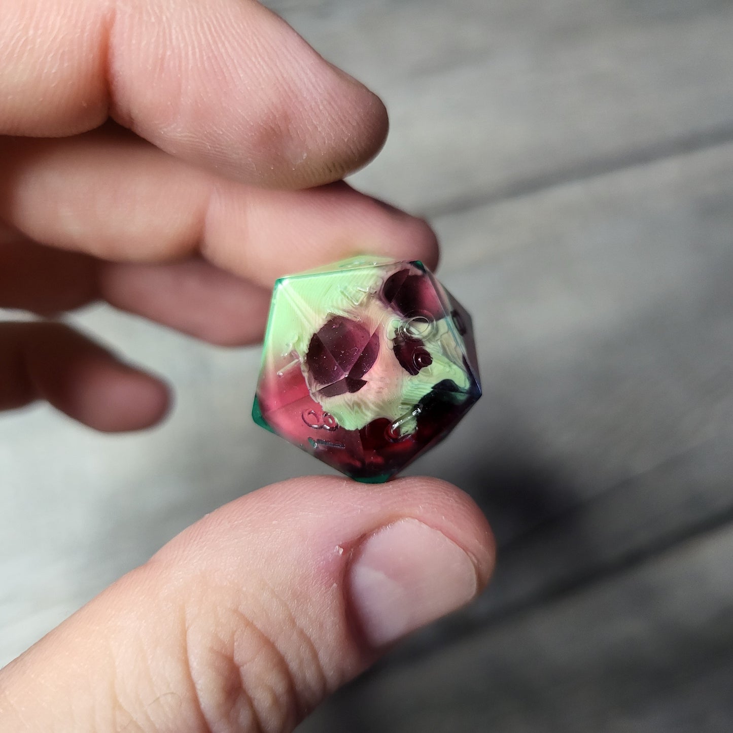 Dice D20 with skull inside for role playing for Dungeons and Dragons