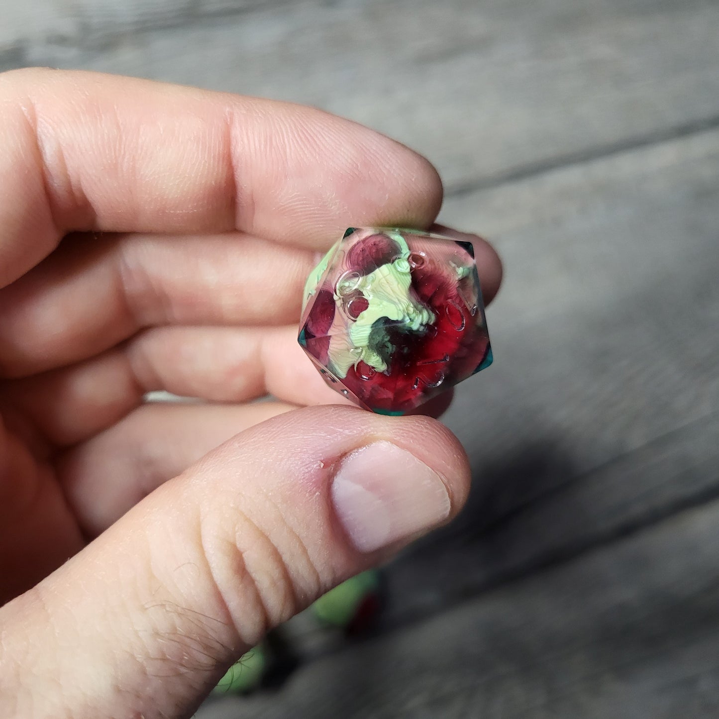 Dice D20 with skull inside for role playing for Dungeons and Dragons