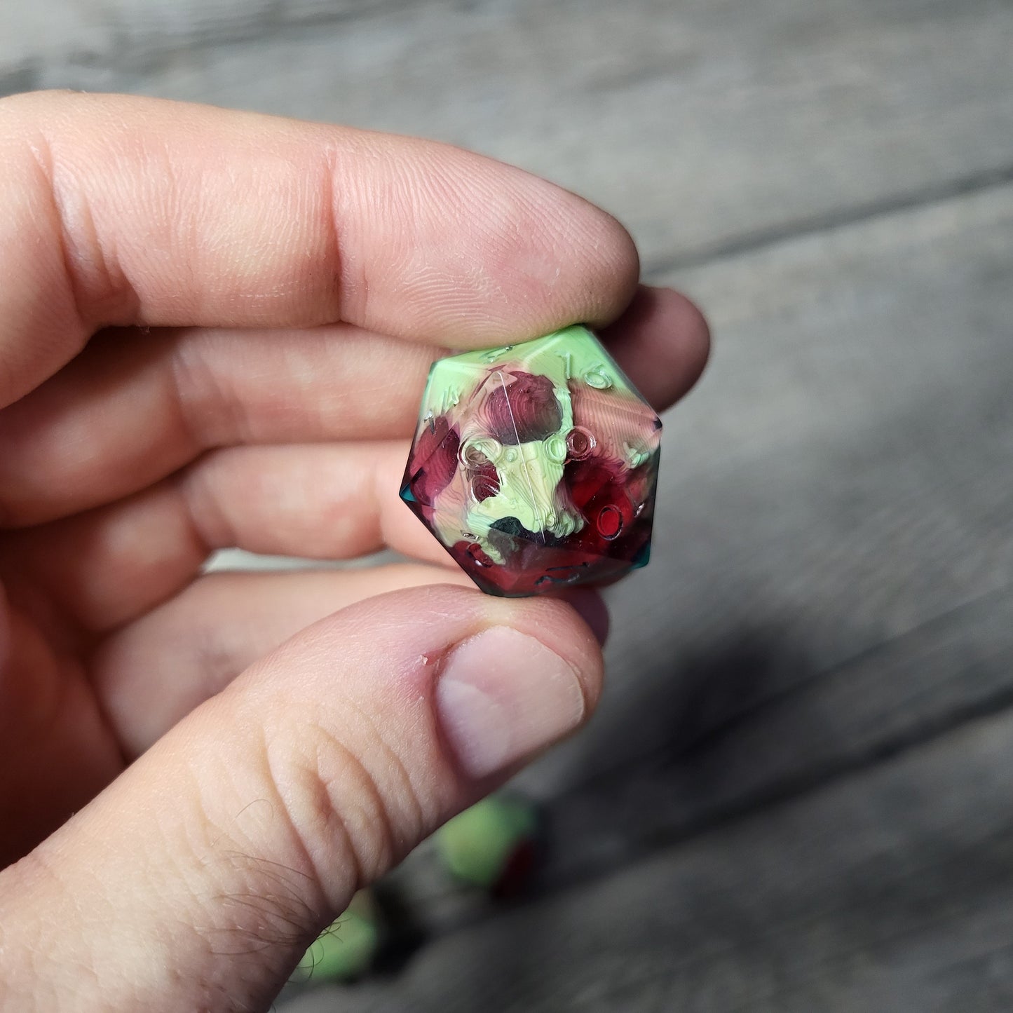 Dice D20 with skull inside for role playing for Dungeons and Dragons