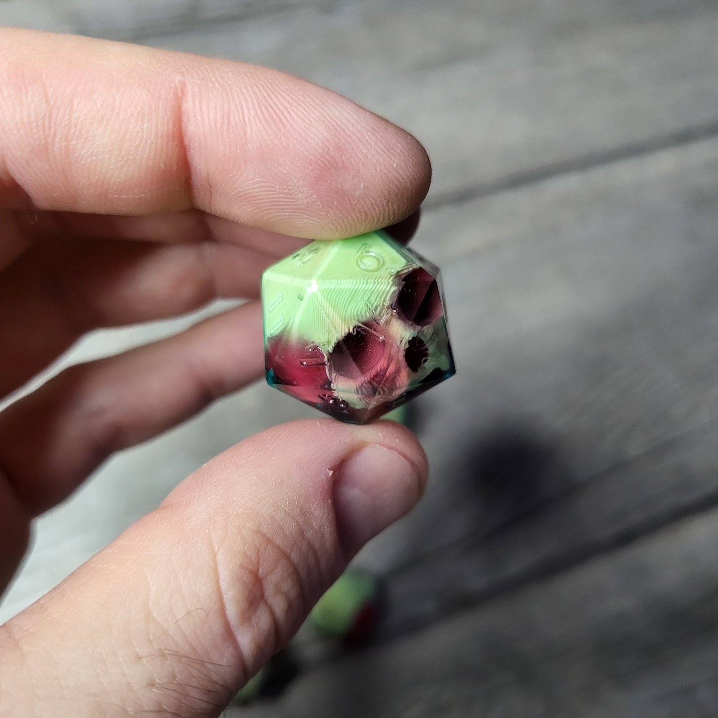 Dice D20 with skull inside for role playing for Dungeons and Dragons