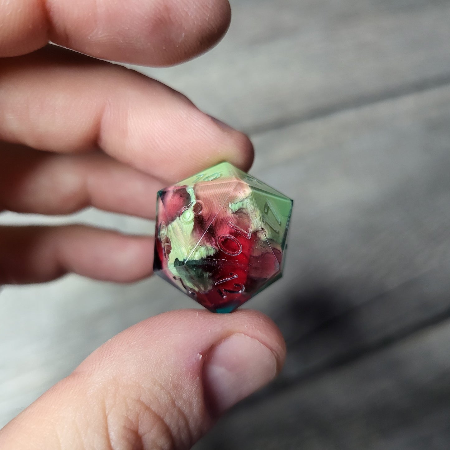Dice D20 with skull inside for role playing for Dungeons and Dragons