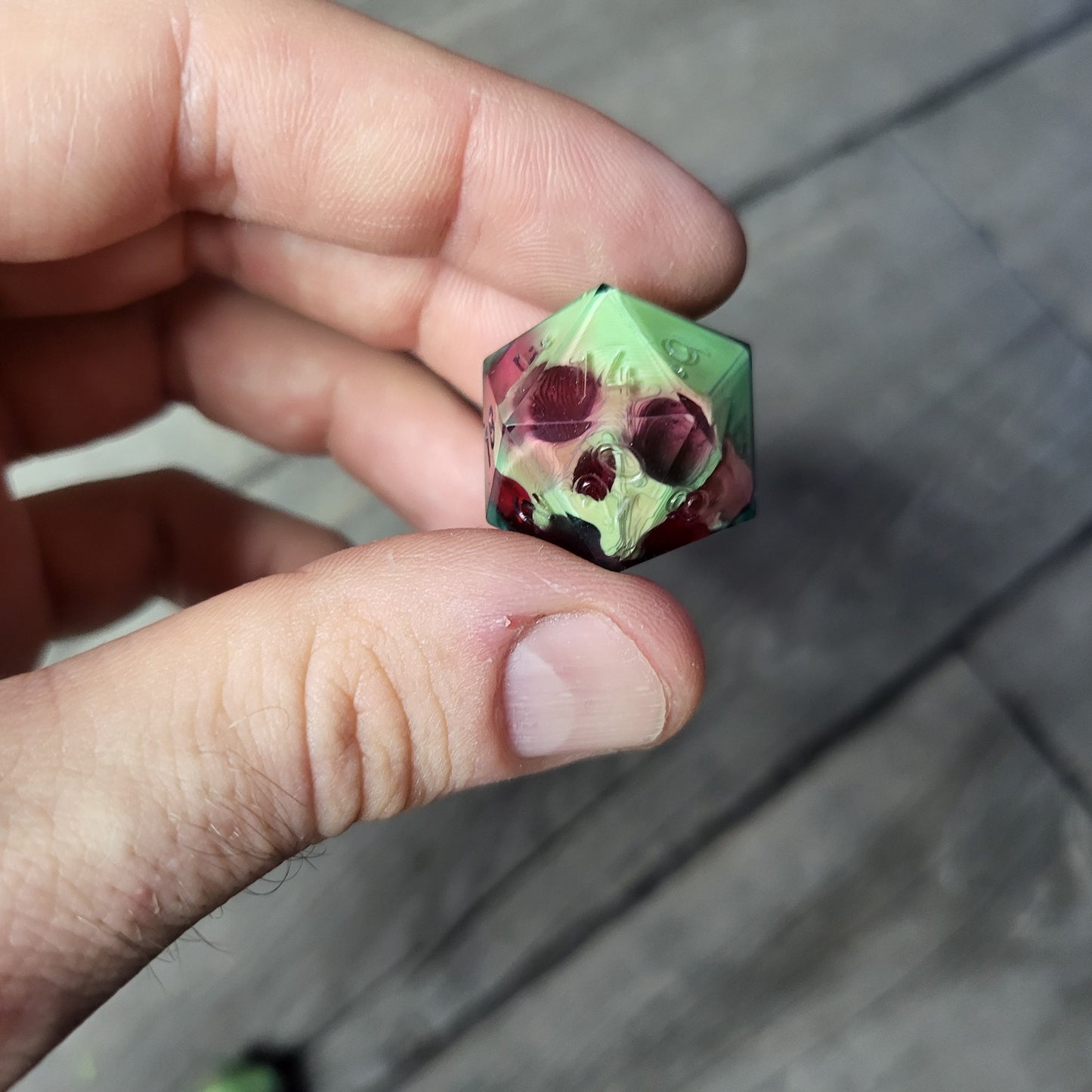 Dice D20 with skull inside for role playing for Dungeons and Dragons