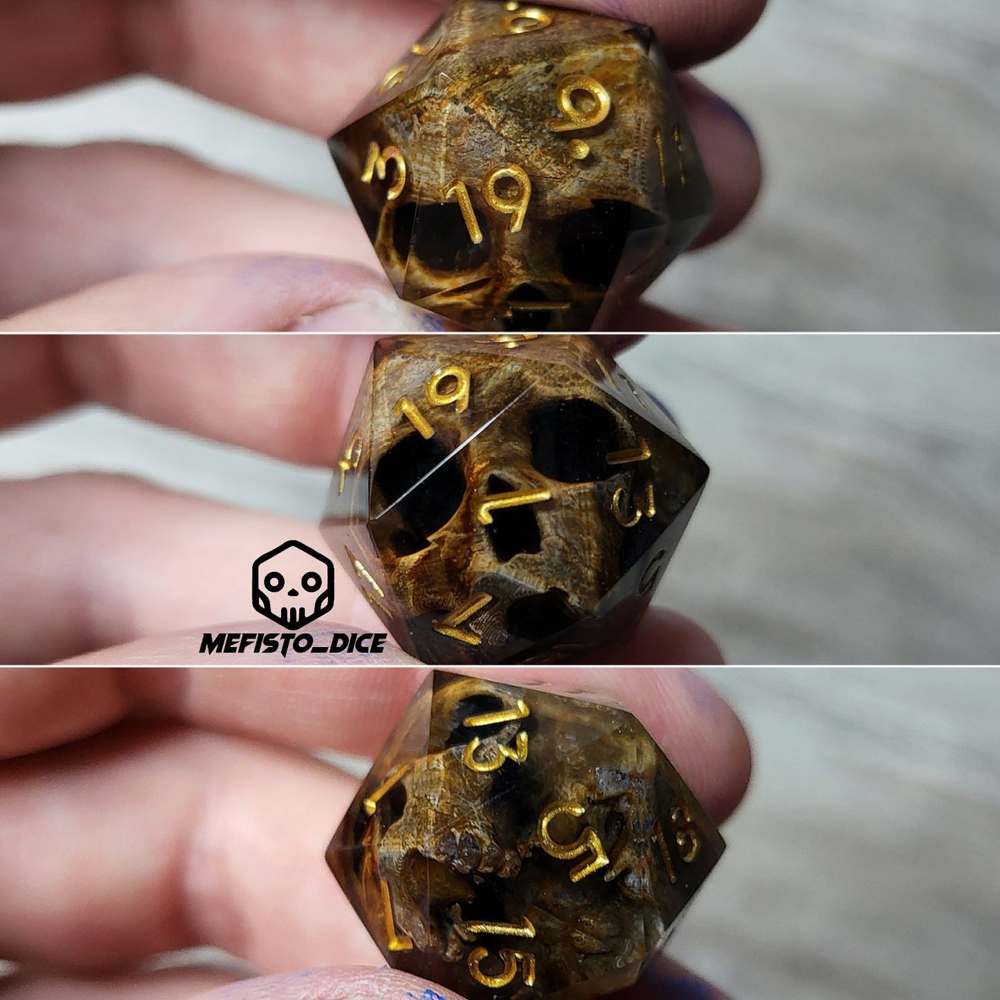 Dice D20 with skull inside for role playing for Dungeons and Dragons