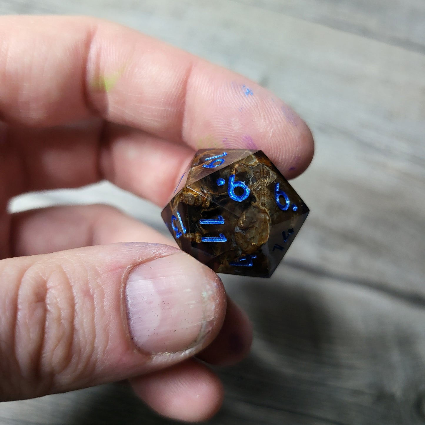 Dice D20 with skull inside for role playing for Dungeons and Dragons