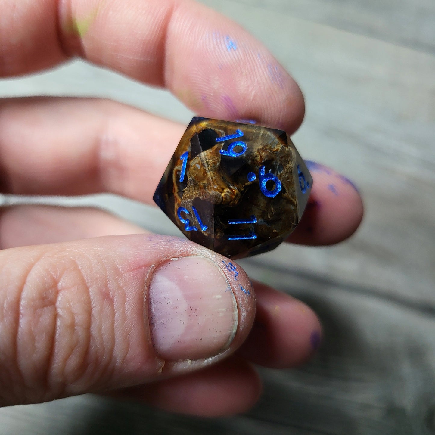 Dice D20 with skull inside for role playing for Dungeons and Dragons