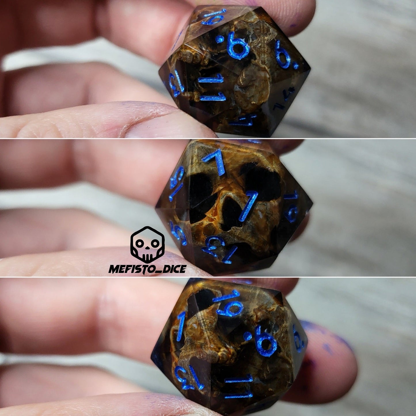 Dice D20 with skull inside for role playing for Dungeons and Dragons