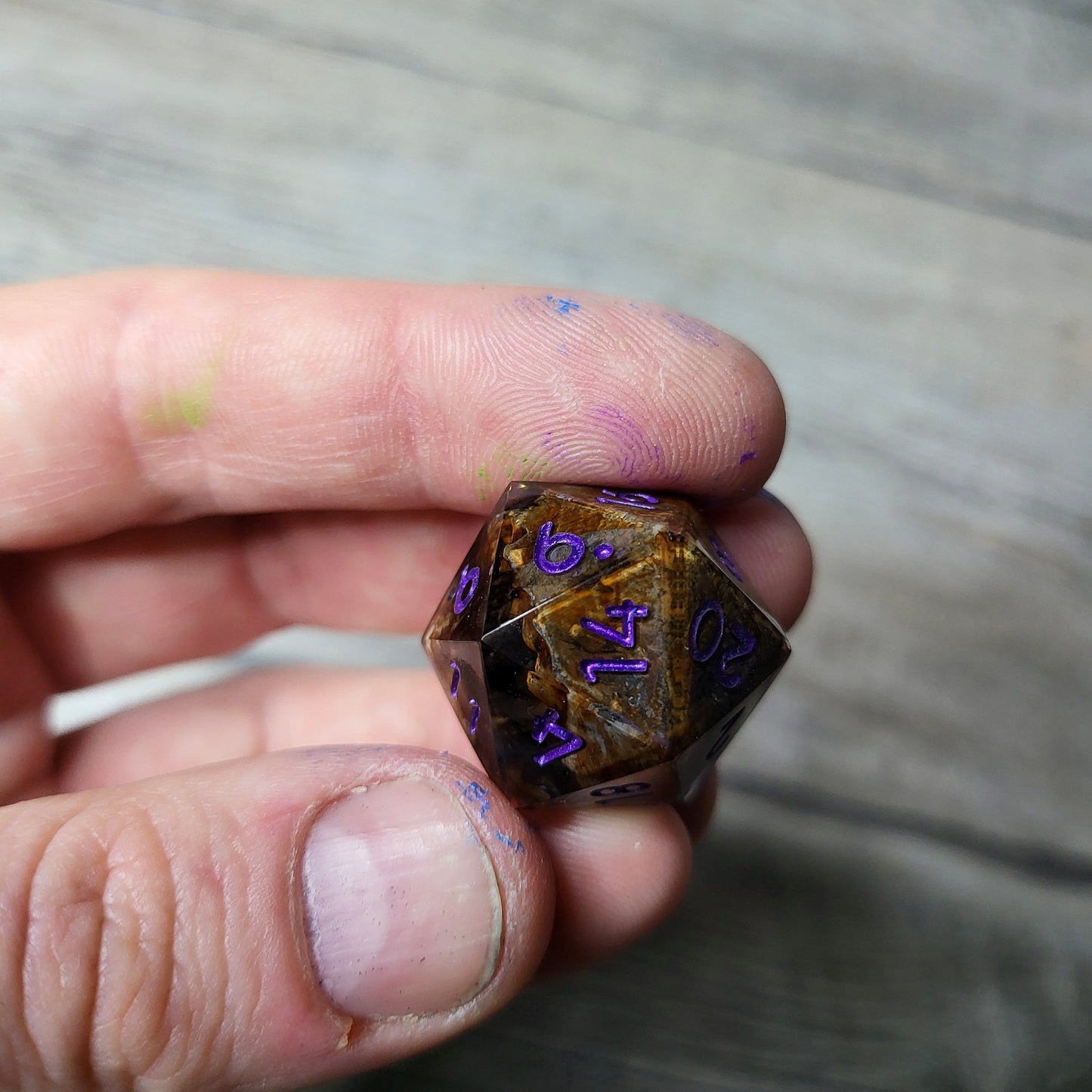 Dice D20 with skull inside for role playing for Dungeons and Dragons