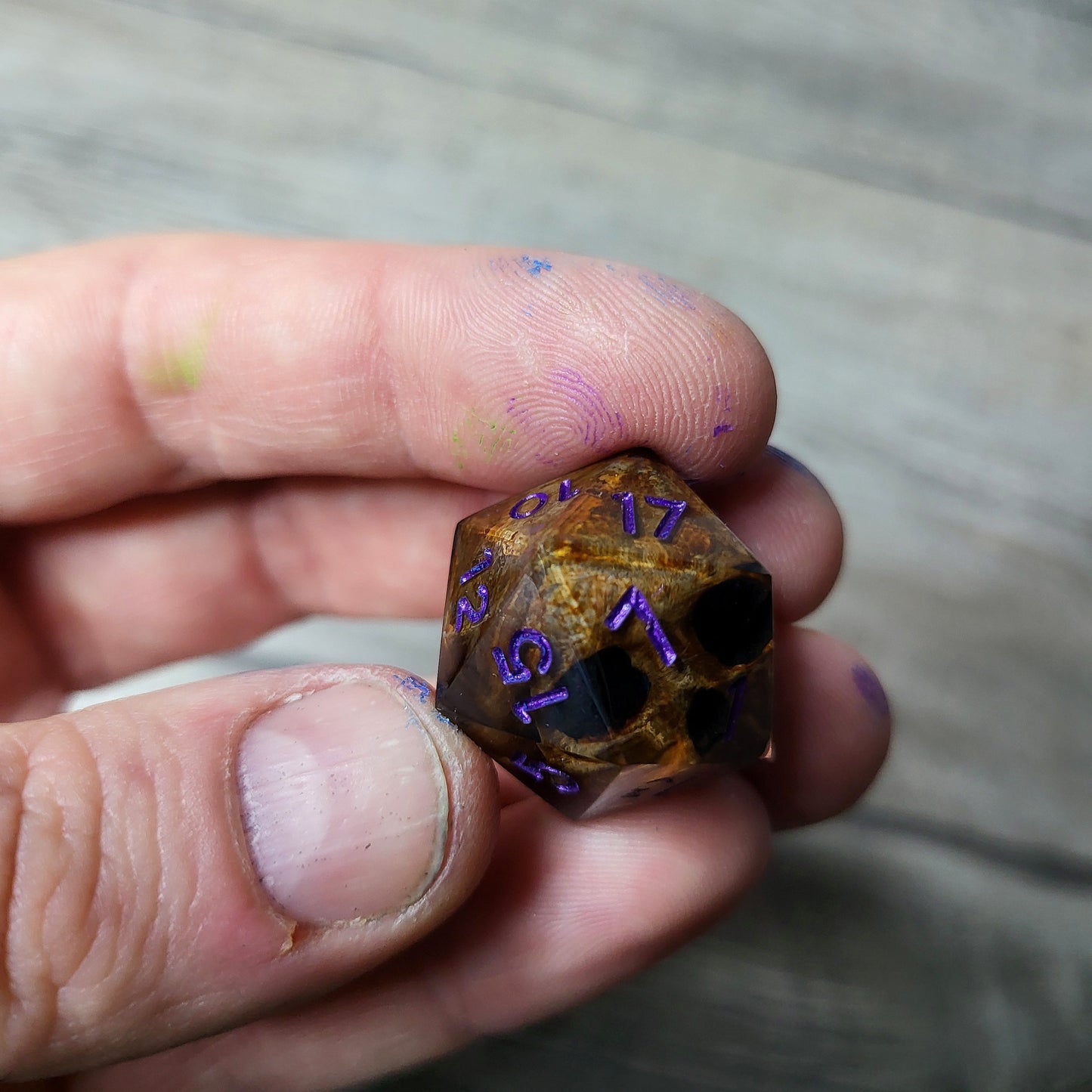 Dice D20 with skull inside for role playing for Dungeons and Dragons