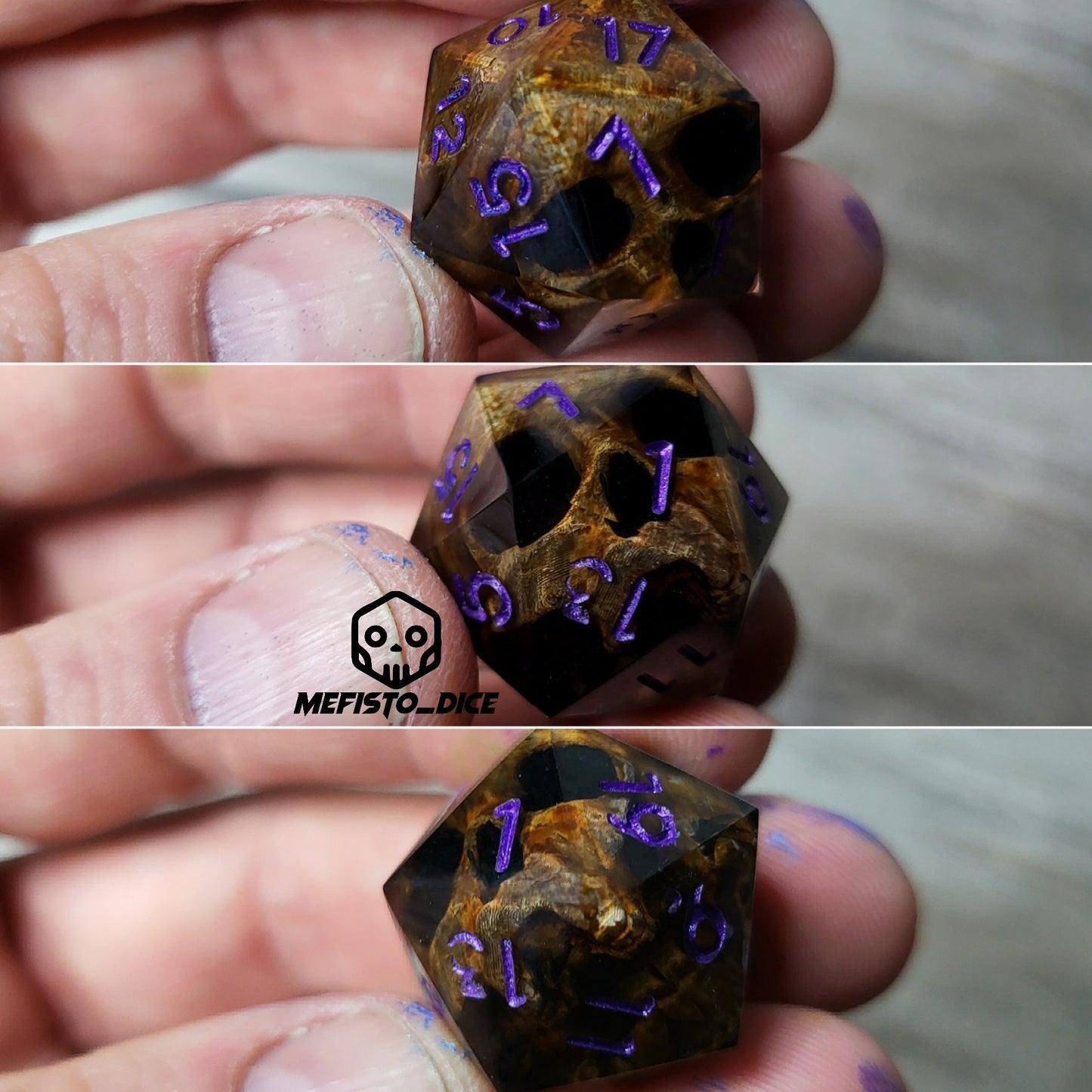Dice D20 with skull inside for role playing for Dungeons and Dragons