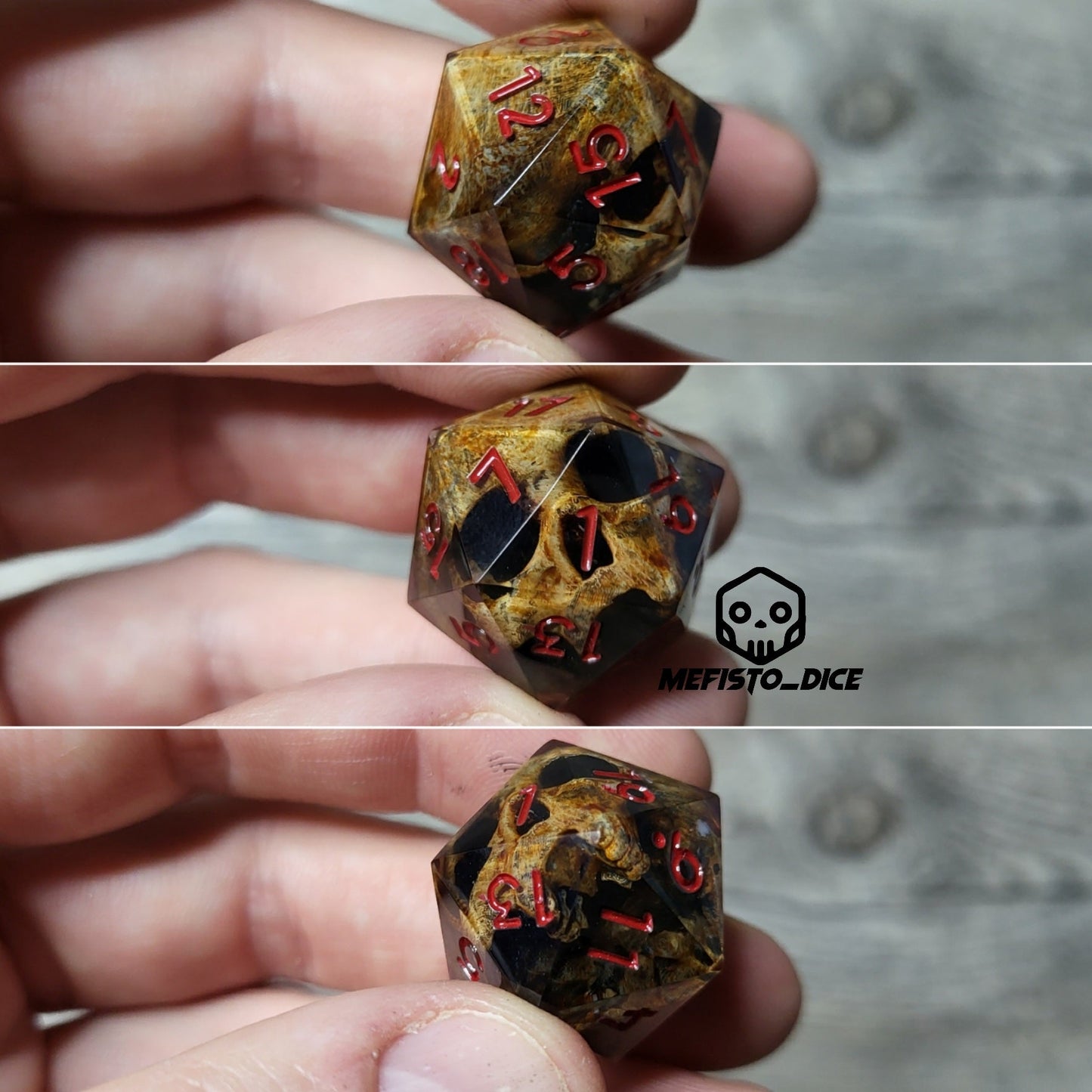 Dice D20 with skull inside for role playing for Dungeons and Dragons