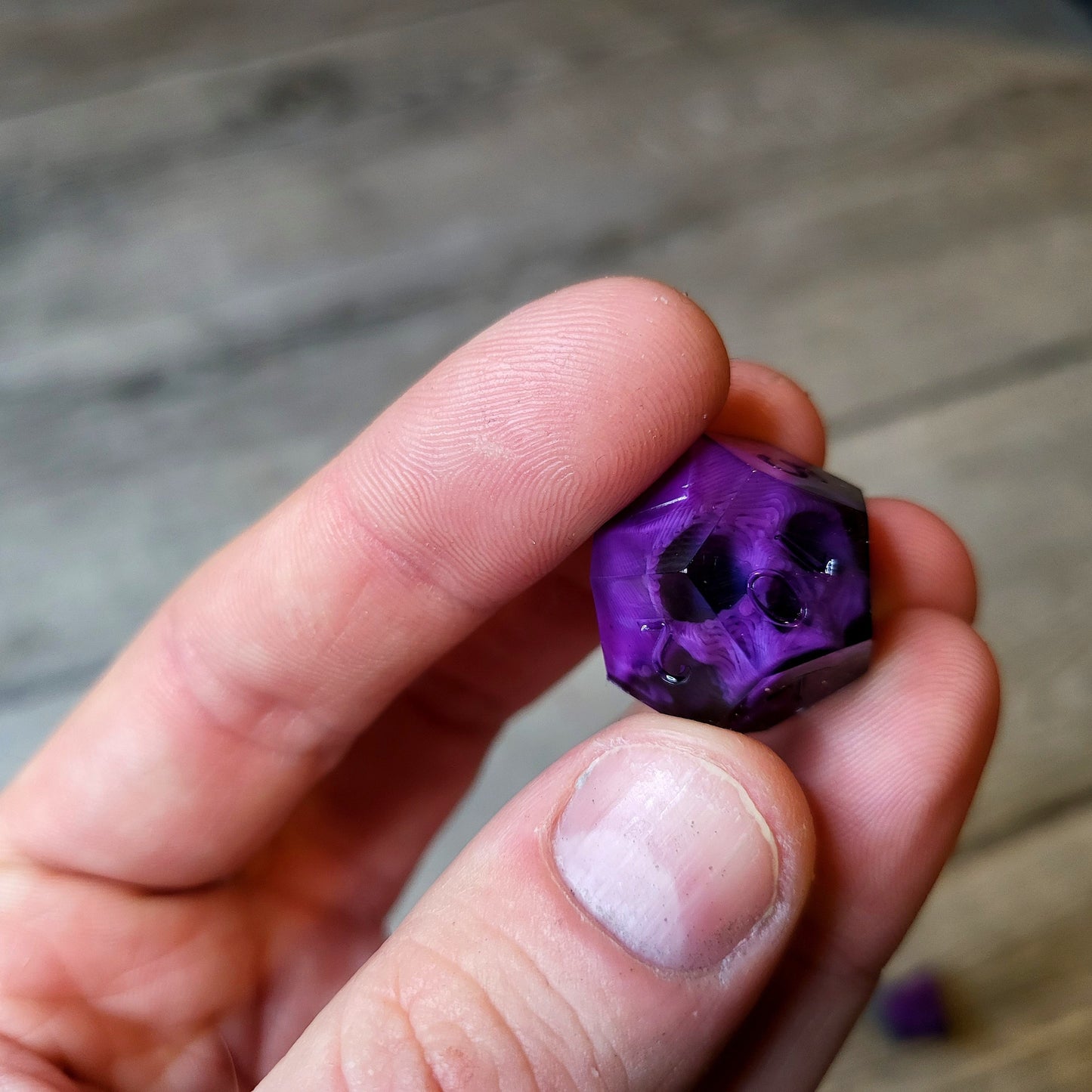 Dice set with 7 pieces with skull inside for role-playing games for Dungeons and Dragons