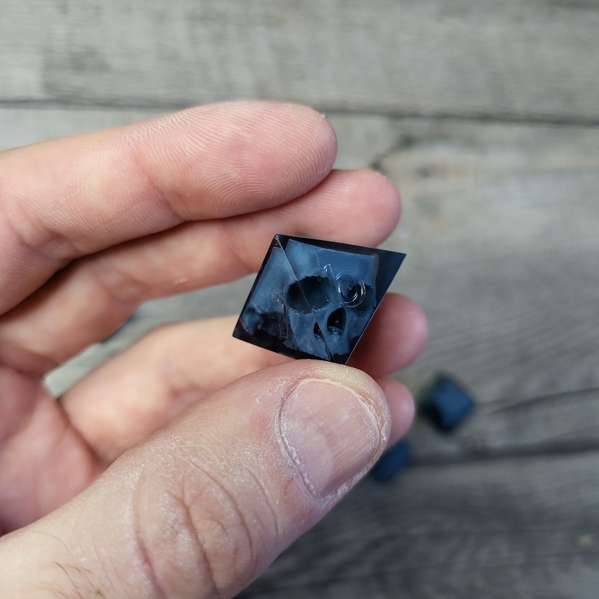 Dice set with 7 pieces with skull inside for role-playing games for Dungeons and Dragons