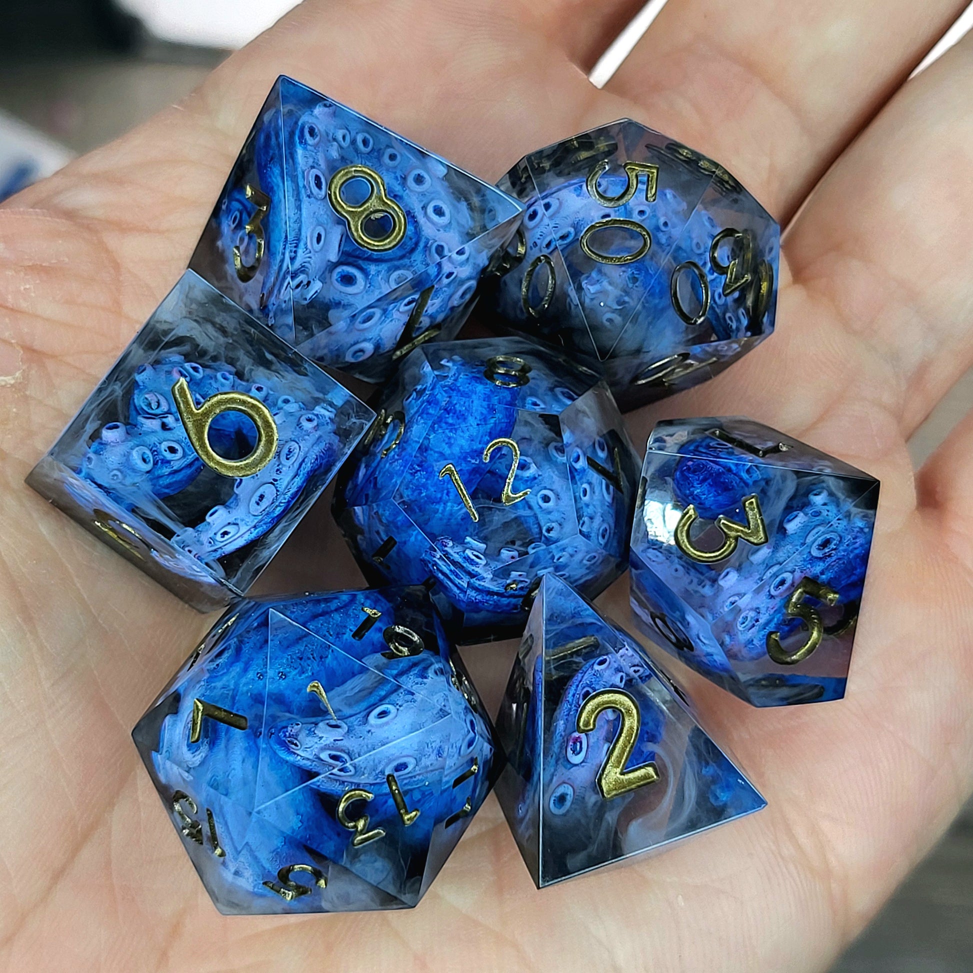 Dice set with tentacles inside and for play dnd , dungeons and dragons and Call of Cthulhu