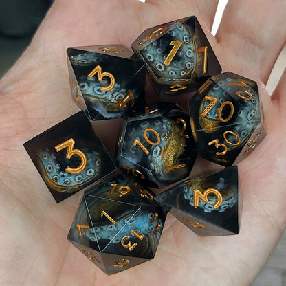 Dice set with tentacles inside and for play dnd , dungeons and dragons and Call of Cthulhu