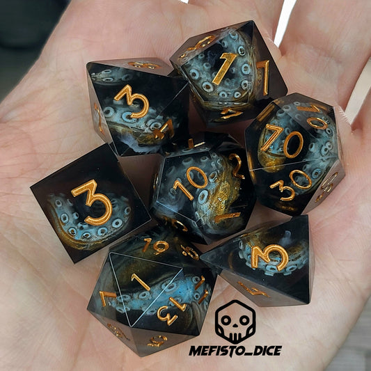 Dice set with tentacles inside and for play dnd , dungeons and dragons and Call of Cthulhu