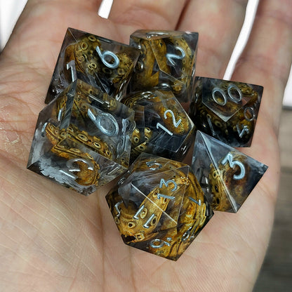 Dice set with tentacles inside and for play dnd , dungeons and dragons and Call of Cthulhu