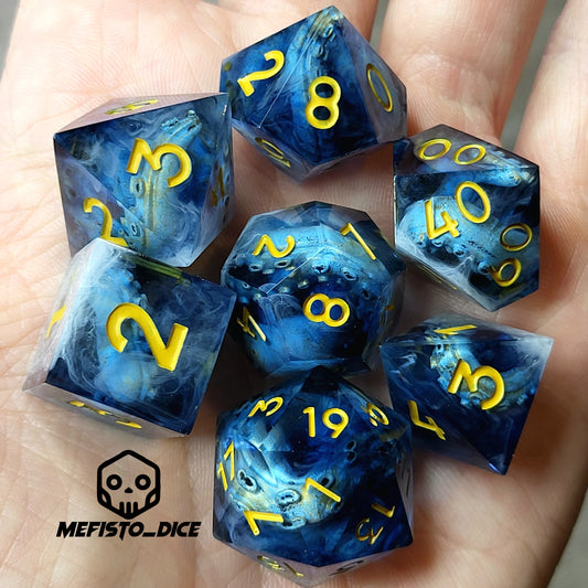 Dice set with tentacles inside and for play dnd , dungeons and dragons and Call of Cthulhu