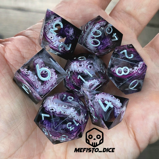 Dice set with tentacles inside and for play dnd , dungeons and dragons and Call of Cthulhu