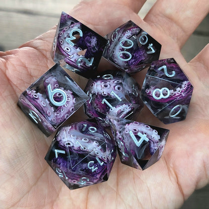 Dice set with tentacles inside and for play dnd , dungeons and dragons and Call of Cthulhu