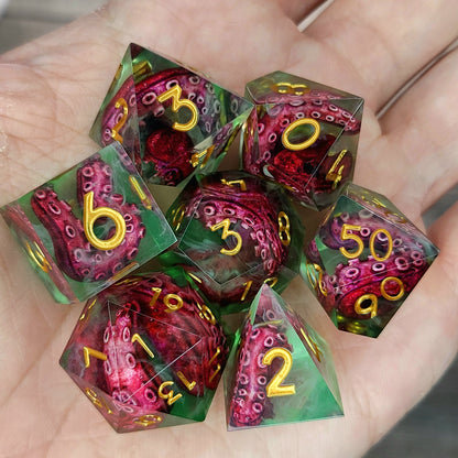 Dice set with tentacles inside and for play dnd , dungeons and dragons and Call of Cthulhu