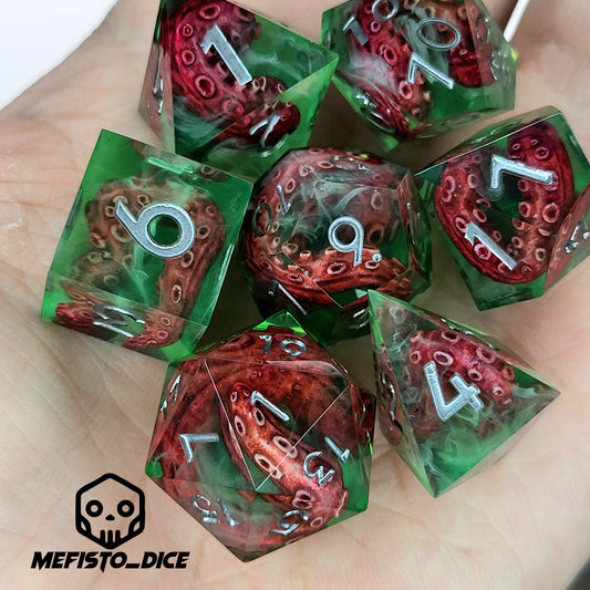 Dice set with tentacles inside and for play dnd , dungeons and dragons and Call of Cthulhu