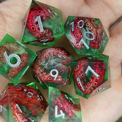 Dice set with tentacles inside and for play dnd , dungeons and dragons and Call of Cthulhu