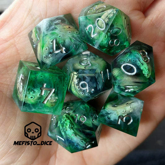Dice set with tentacles inside and for play dnd , dungeons and dragons and Call of Cthulhu