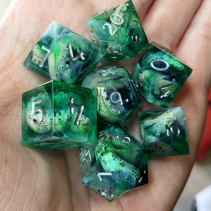 Dice set with tentacles inside and for play dnd , dungeons and dragons and Call of Cthulhu