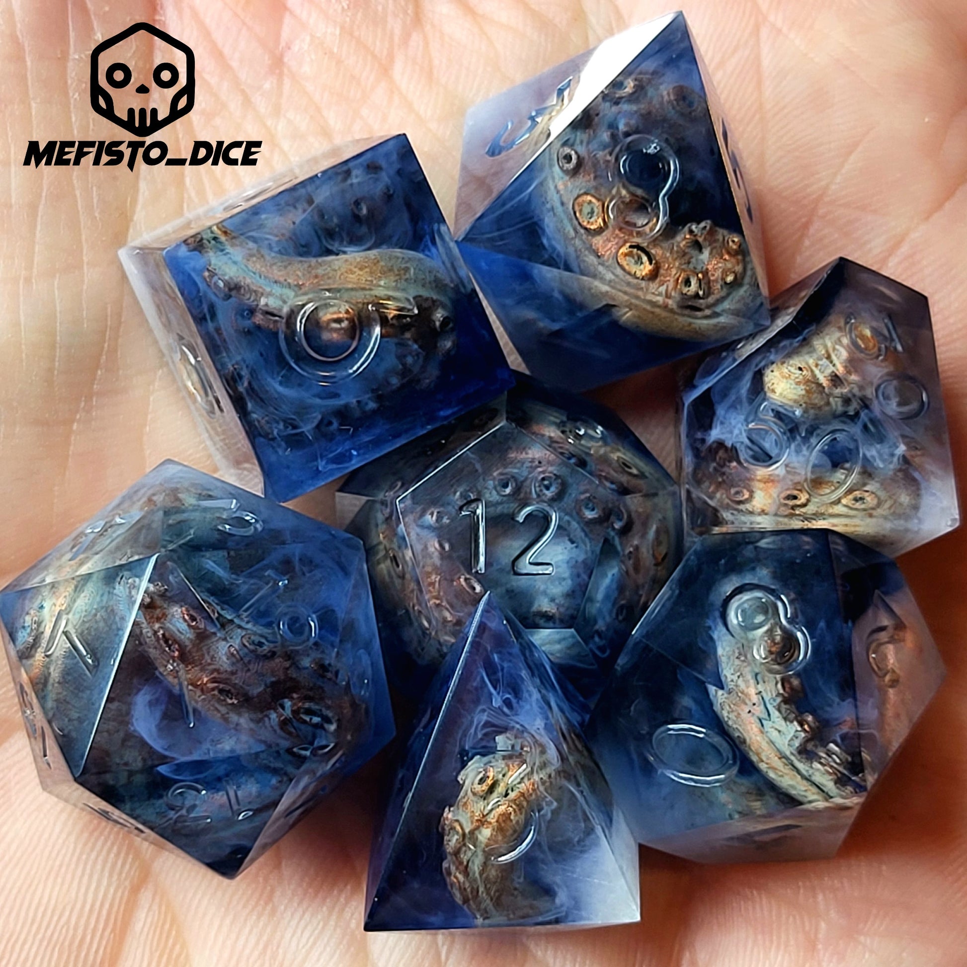 Call of Cthulhu Dice set with white tentacles inside and for play dnd , dungeons and dragons