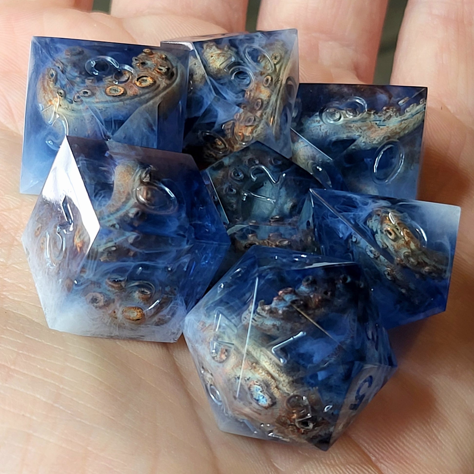 Call of Cthulhu Dice set with white tentacles inside and for play dnd , dungeons and dragons