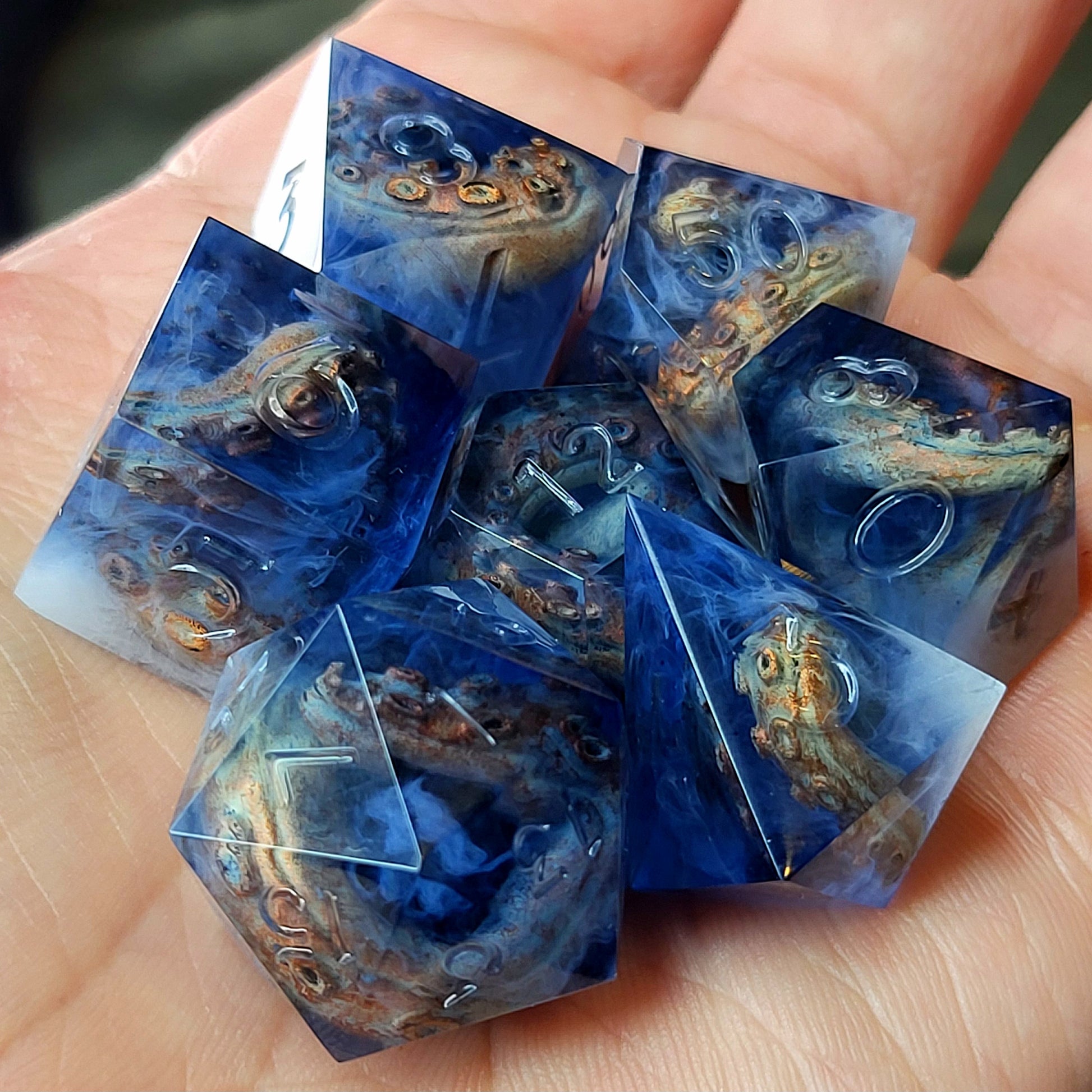 Call of Cthulhu Dice set with white tentacles inside and for play dnd , dungeons and dragons