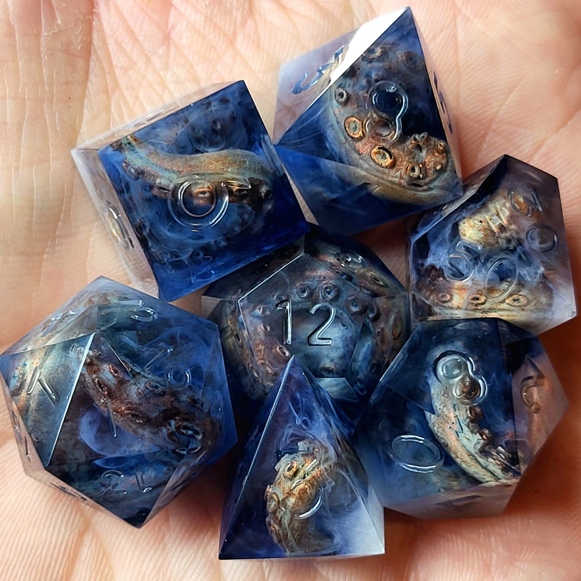 Call of Cthulhu Dice set with white tentacles inside and for play dnd , dungeons and dragons