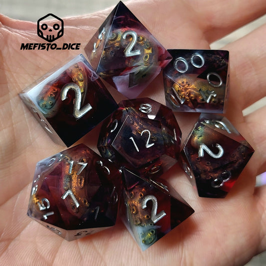 Dice set with tentacles inside and for play dnd , dungeons and dragons and Call of Cthulhu