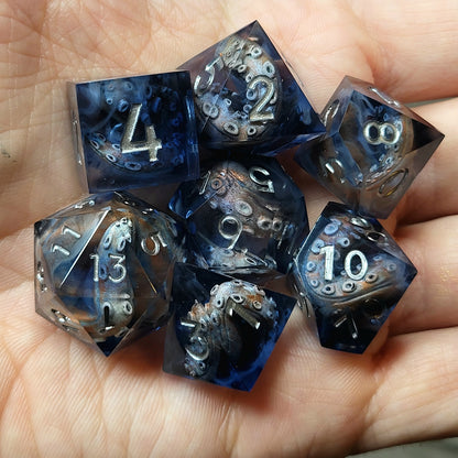 Dice set with tentacles inside and for play dnd , dungeons and dragons and Call of Cthulhu