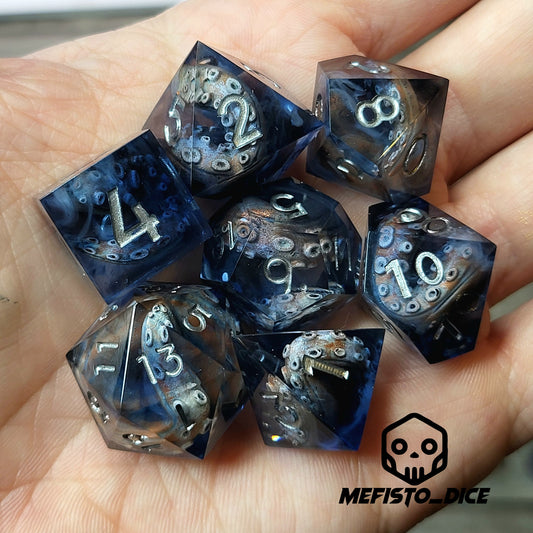 Dice set with tentacles inside and for play dnd , dungeons and dragons and Call of Cthulhu